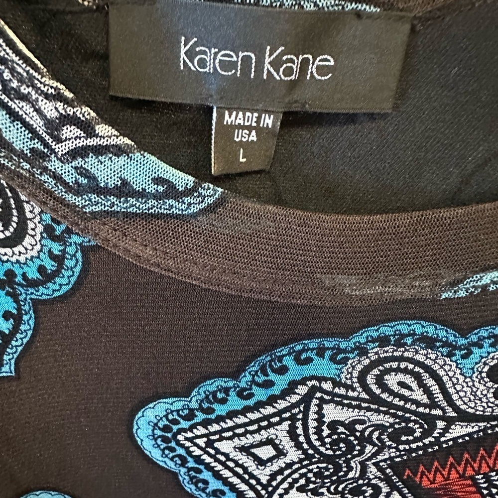 Karen Kane Black and Multicolor Patterned Mini Dress - Picture 2 of 6